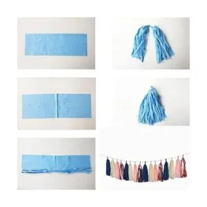 Autupy 20 borlas de papel de seda azul marino rosa borlas_4