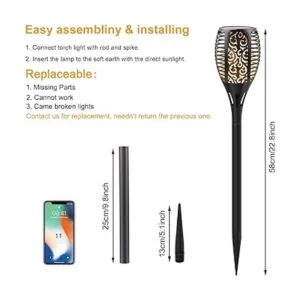 Permande Antorcha solar con llama parpadeante luz de_3