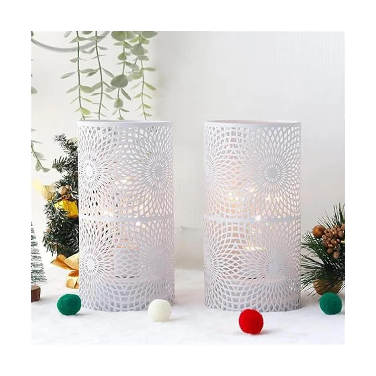 JHY DESIGN Juego de 2 lámparas de metal de mesa blancas_2