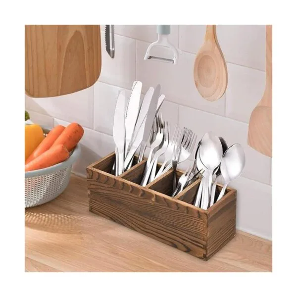Organizador de cubiertos de madera soporte para