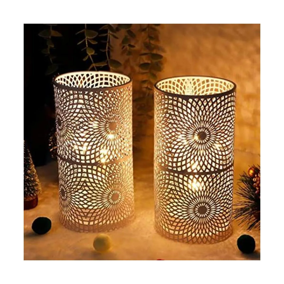 JHY DESIGN Juego de 2 lámparas de metal de mesa blancas_1