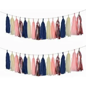 Autupy 20 borlas de papel de seda azul marino rosa borlas_3