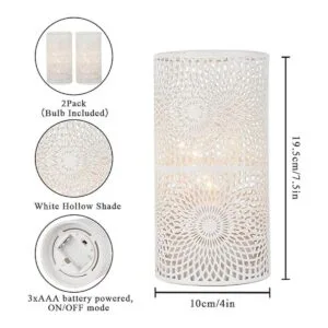 JHY DESIGN Juego de 2 lámparas de metal de mesa blancas_3