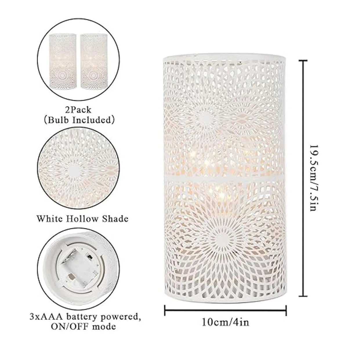 JHY DESIGN Juego de 2 lámparas de metal de mesa blancas_3