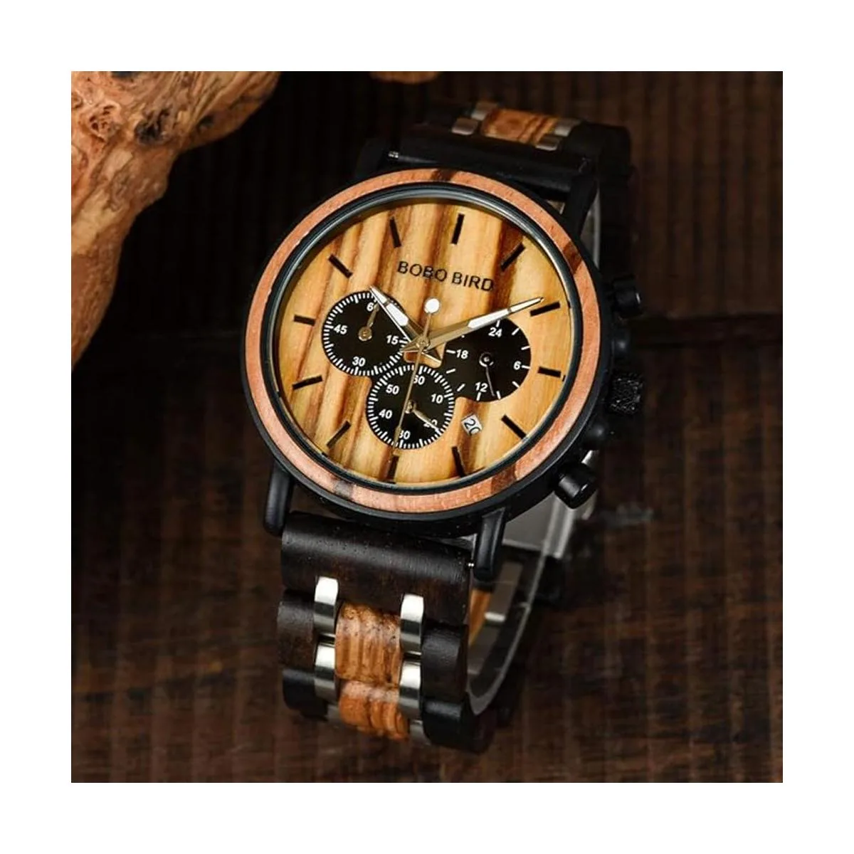 BOBO BIRD Reloj de madera para hombre de lujo ligero de