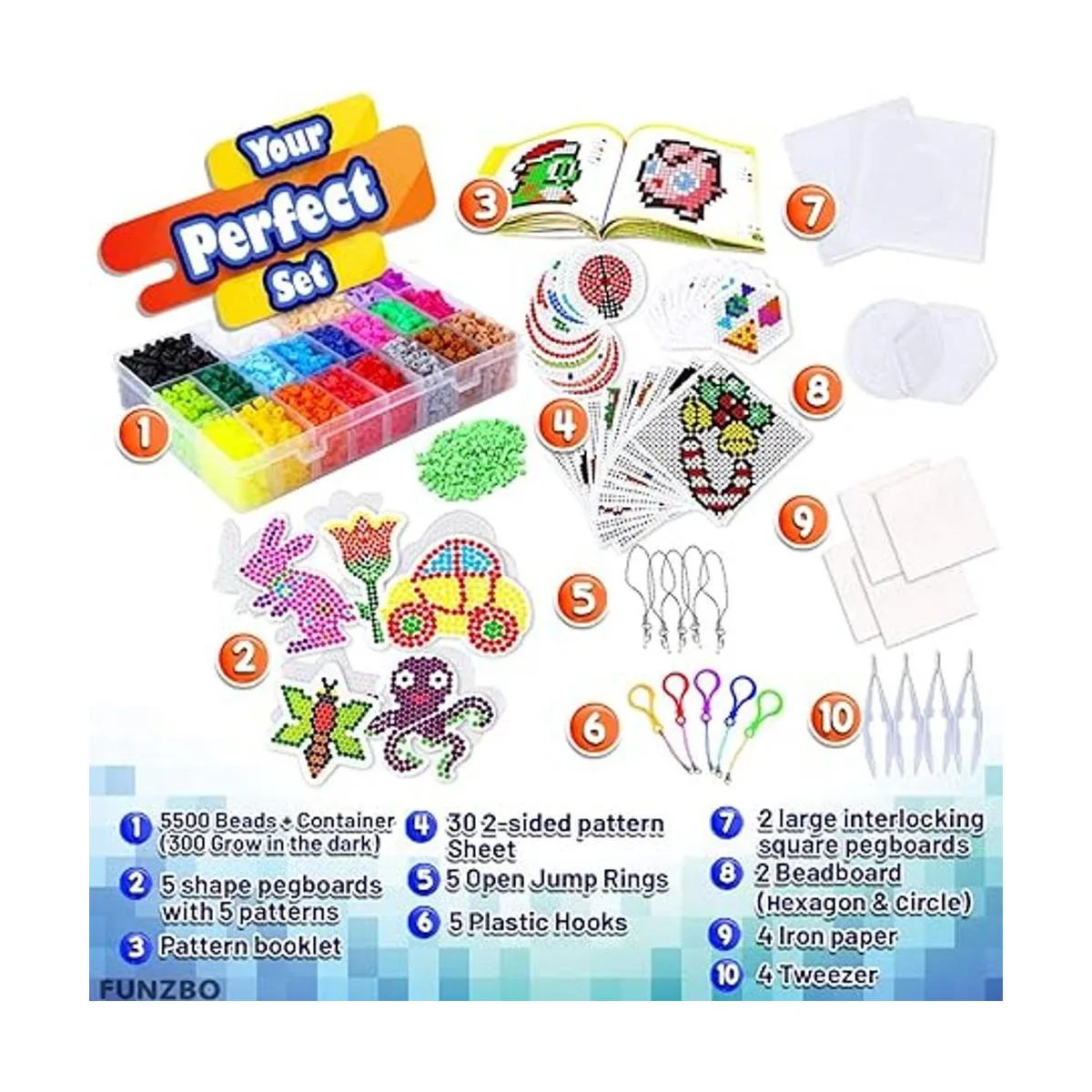 FunzBo Paquete de cuentas que se funden 111 patrones