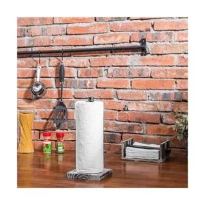 MyGift Torched Wood and Industrial Metal Paper Towel and