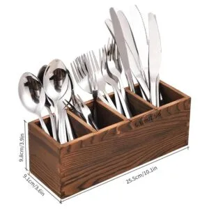 Organizador de cubiertos de madera soporte para