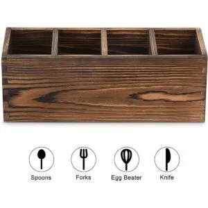 Organizador de cubiertos de madera soporte para