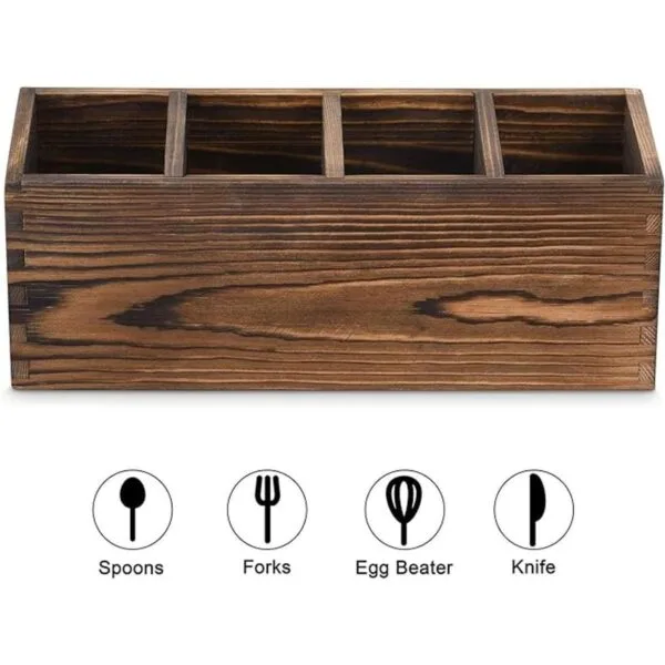 Organizador de cubiertos de madera soporte para