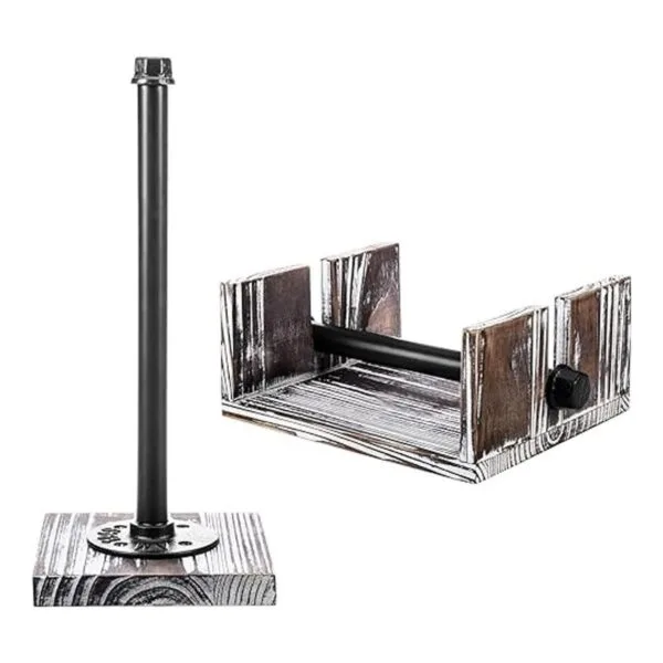 MyGift Torched Wood and Industrial Metal Paper Towel and