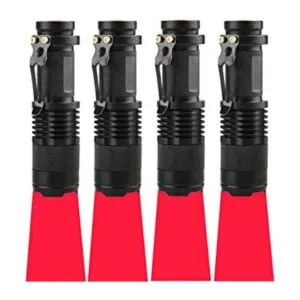 RaySoar Paquete de 4 linternas de luz roja roja LDE