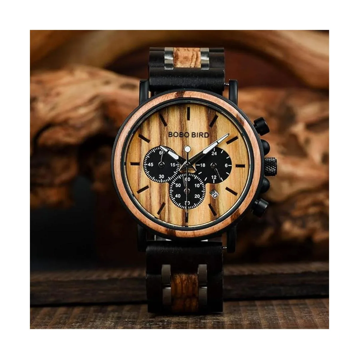 BOBO BIRD Reloj de madera para hombre de lujo ligero de