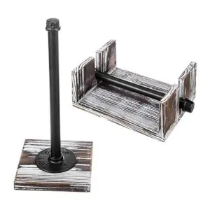 MyGift Torched Wood and Industrial Metal Paper Towel and