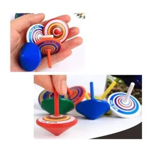 Camisetas giratorias de madera pintada colorida juguete_5