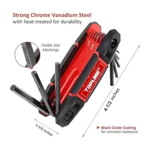 TOPLINE Juego de llaves Allen plegables de 25 piezas SAE_5