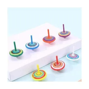 Camisetas giratorias de madera pintada colorida juguete_6