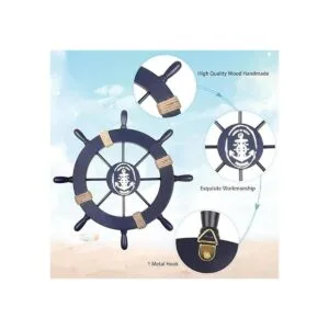 Paquete de 2 ruedas náuticas de madera de playa de 11_4