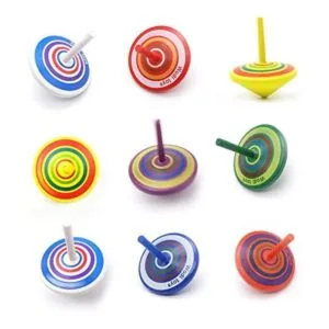 Camisetas giratorias de madera pintada colorida juguete_1