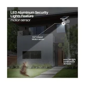 Solar Motion Light Outdoor Aluminum of 2 1400Lumens 9W