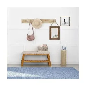 EMAISON Espejo de pared con marco de madera rústica de