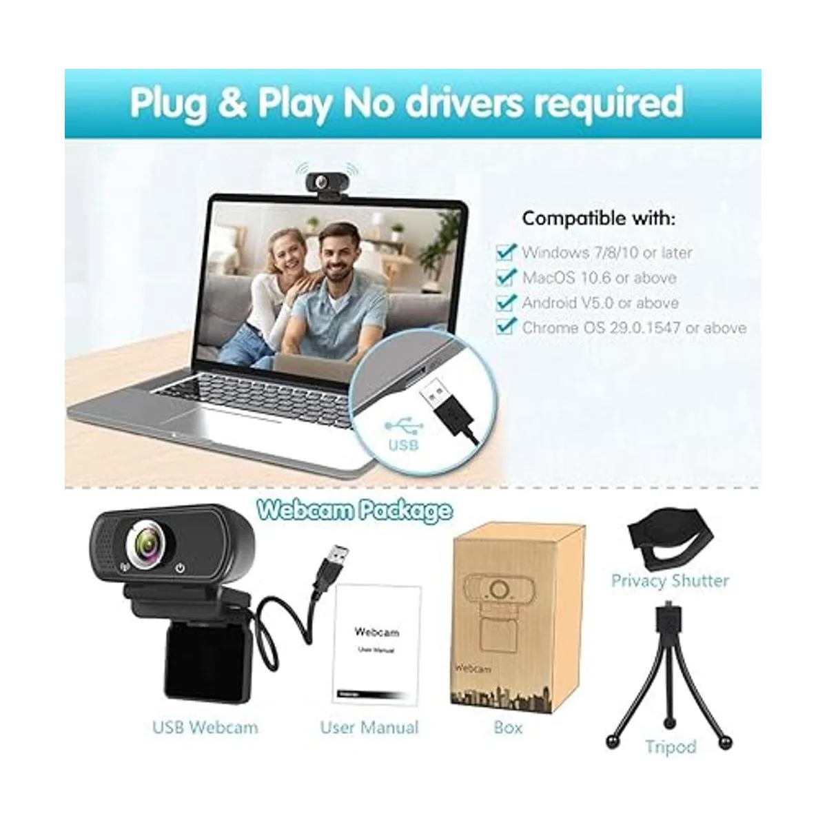 Cámara web 1080P cámara web de transmisión en vivo con_6