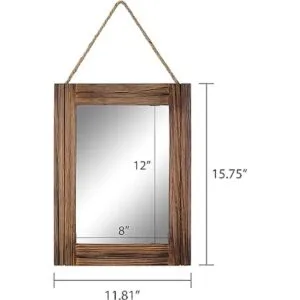 EMAISON Espejo de pared con marco de madera rústica de