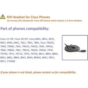 MKJ Auriculares de teléfono para teléfono de oficina con