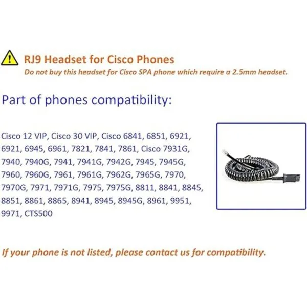 MKJ Auriculares de teléfono para teléfono de oficina con
