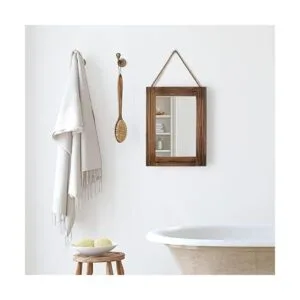 EMAISON Espejo de pared con marco de madera rústica de