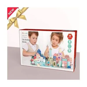 Juego de bloques de construcción de madera apilador de_6