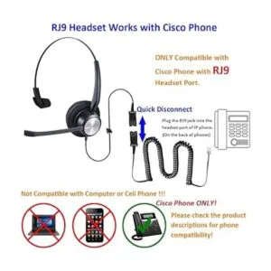 MKJ Auriculares de teléfono para teléfono de oficina con