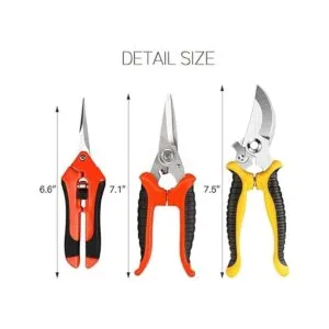 Juego de 3 tijeras de podar de jardín cuchillas de acero_5