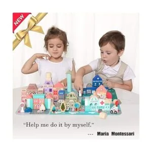 Juego de bloques de construcción de madera apilador de_4