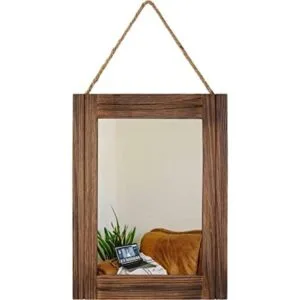 EMAISON Espejo de pared con marco de madera rústica de