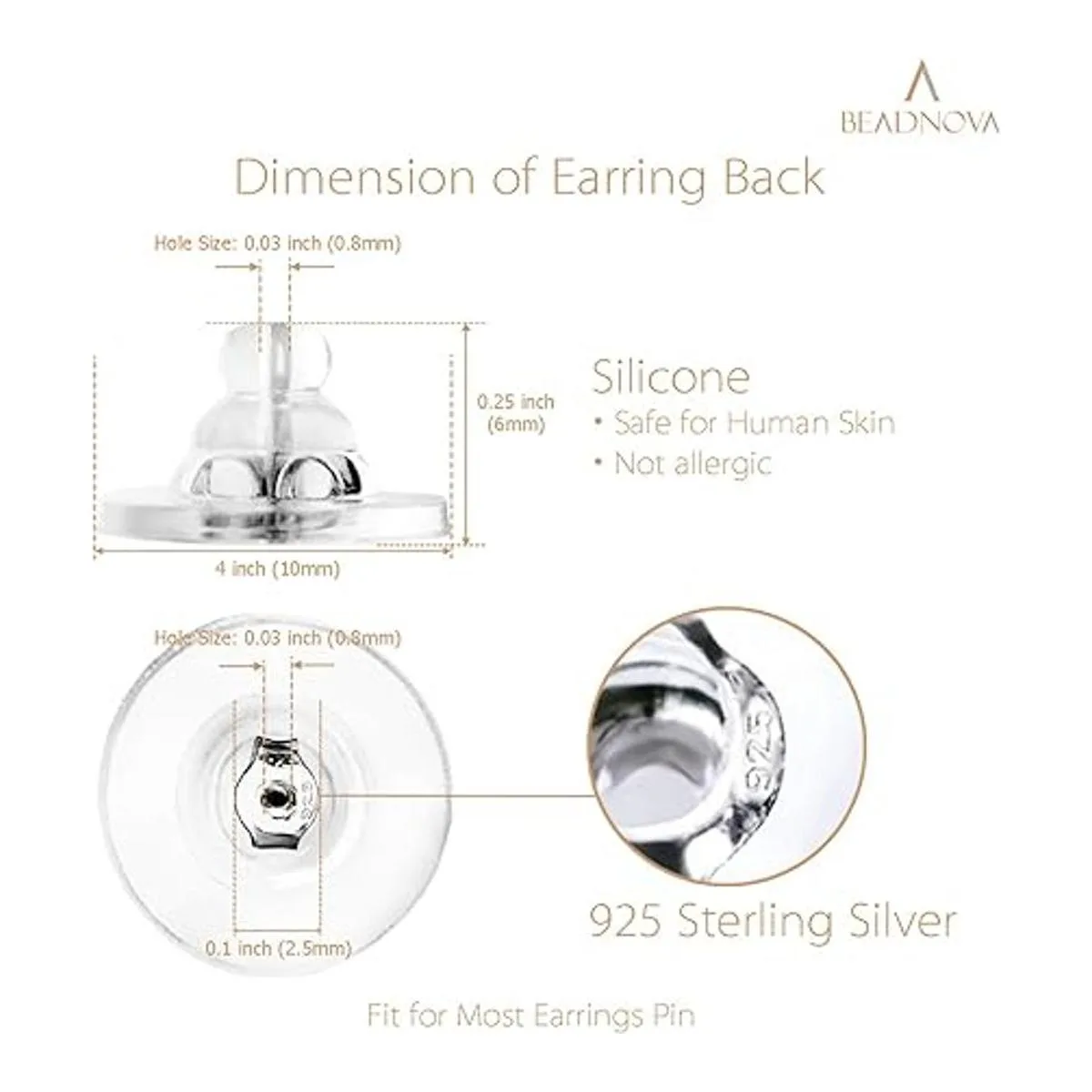 BEADNOVA Pendientes de silicona transparente suave con_3