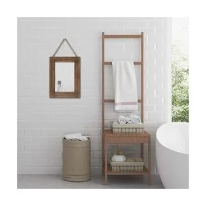 EMAISON Espejo de pared con marco de madera rústica de