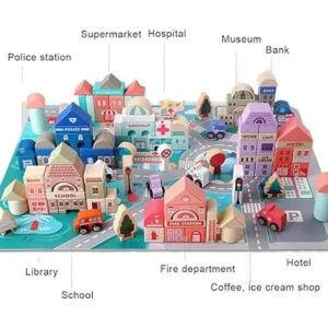 Juego de bloques de construcción de madera apilador de_2