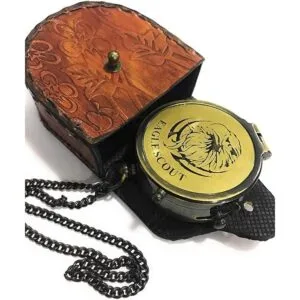 Brújula de trabajo de estilo vintage con grabado de águila_6