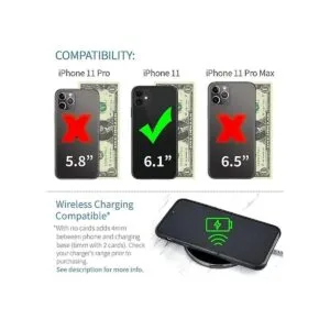 Dockem Funda tipo cartera para iPhone 11 Placa de metal_2