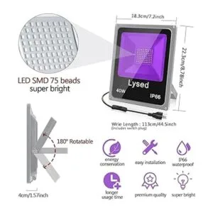 Lysed Paquete de 2 luces negras de 40 W luces LED negras