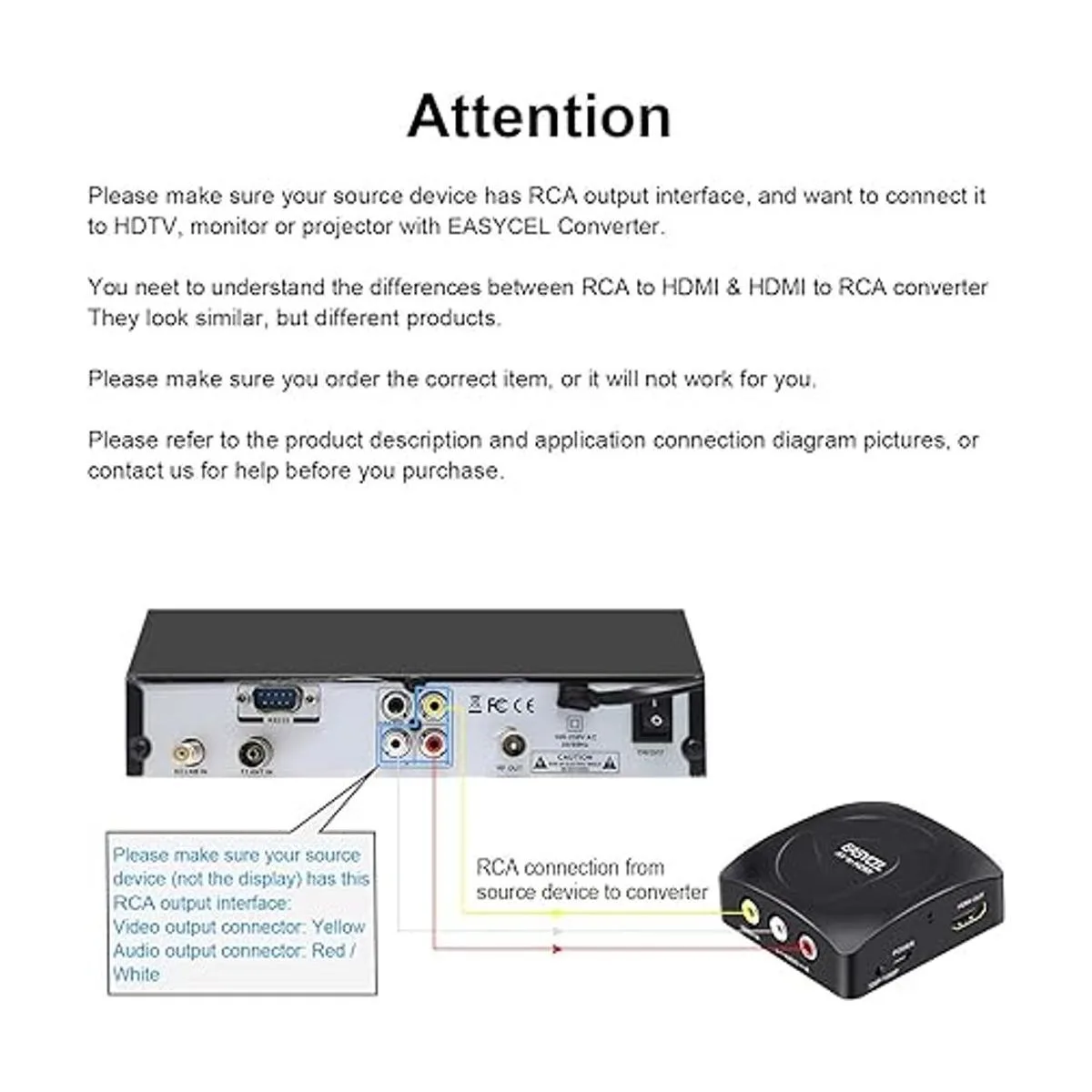 Convertidor RCA a HDMI con cables HDMI y RCA convertidor_2