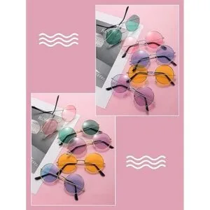 Blulu 20 pares de gafas de sol redondas hippies estilo_5