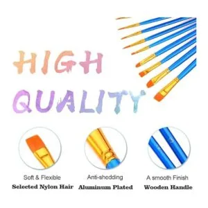 Hulameda Juego de pintura acrílica 20 pinceles de pelo de_3