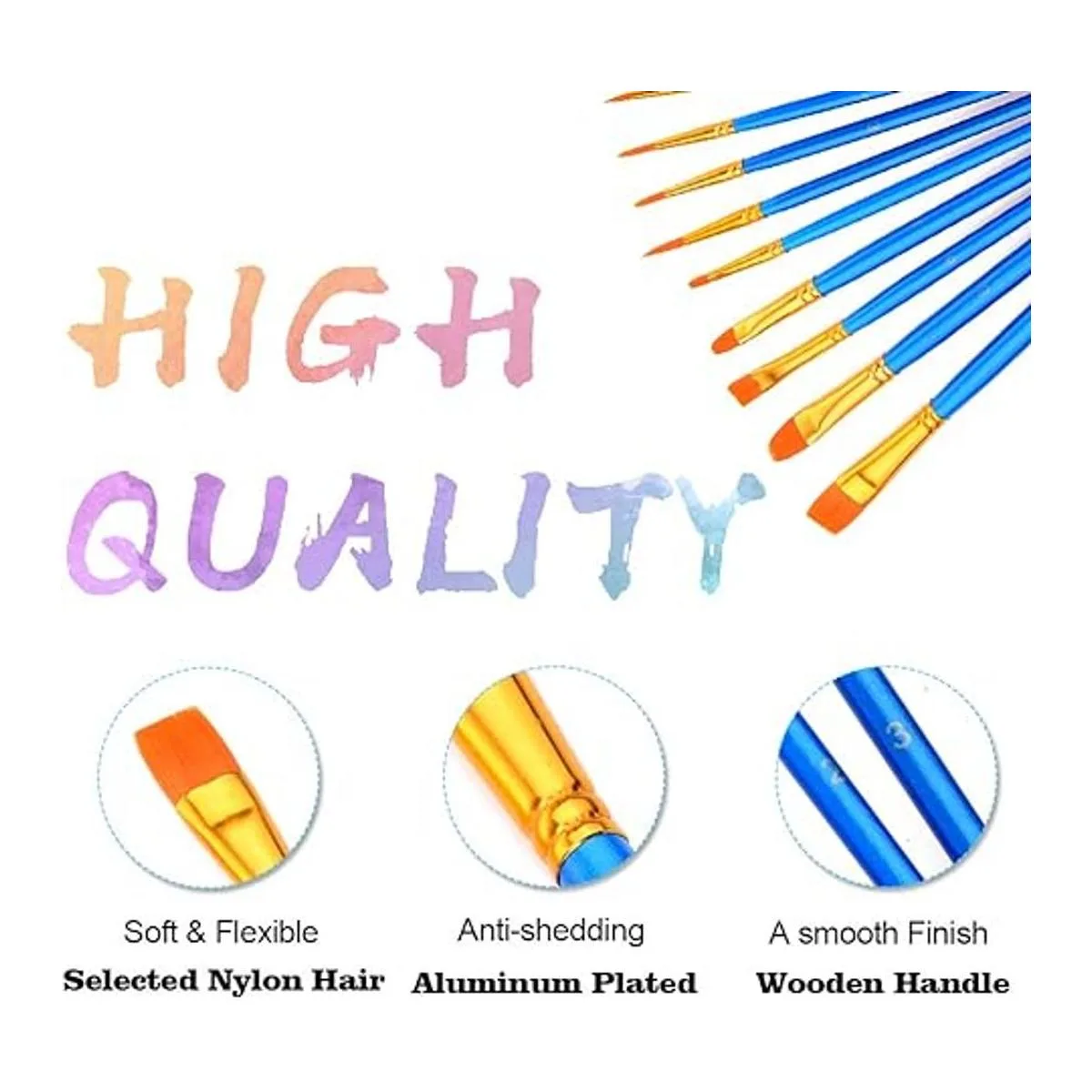 Hulameda Juego de pintura acrílica 20 pinceles de pelo de_3