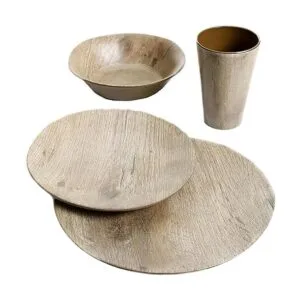 Gibson Home Woodlands Vajilla redonda de melamina para