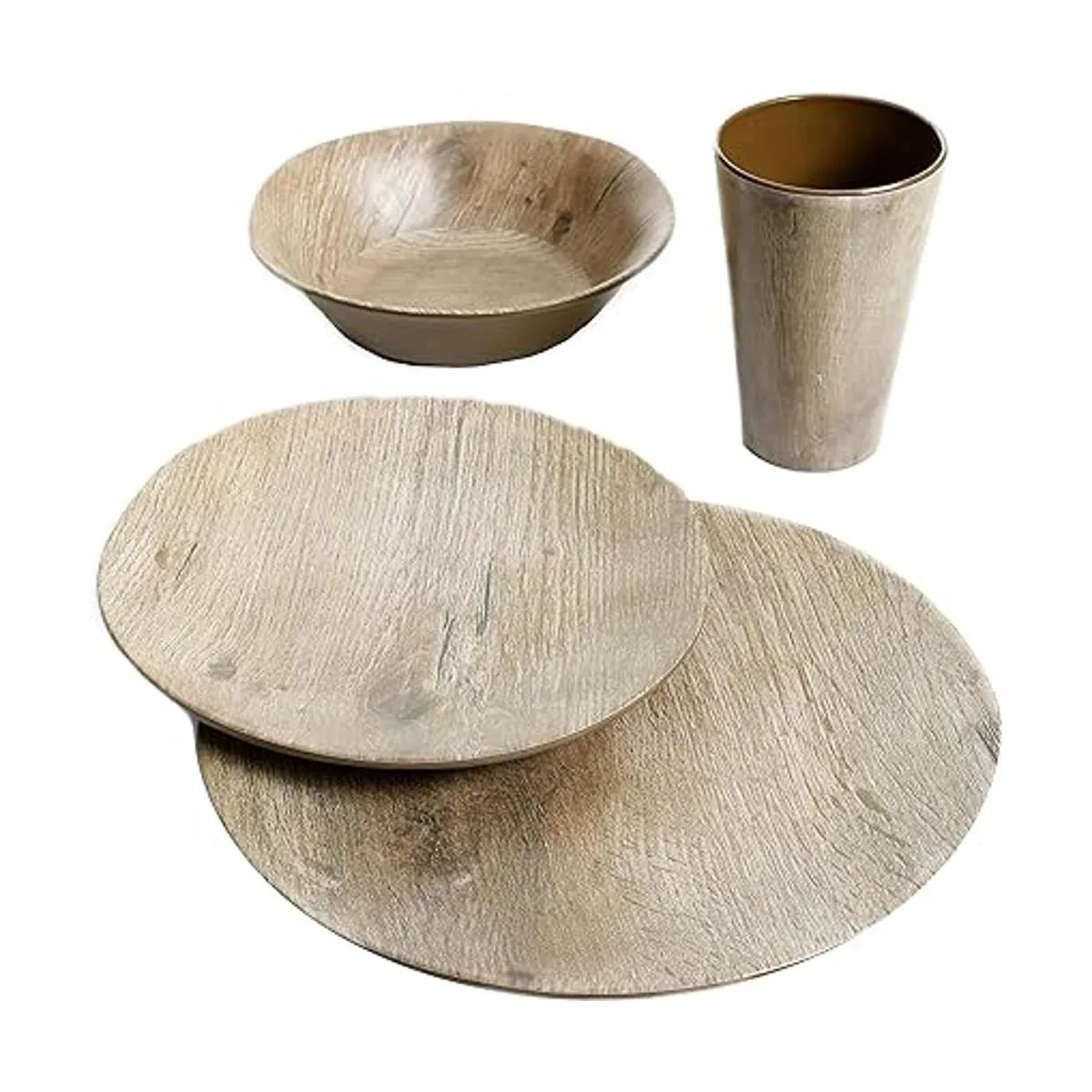 Gibson Home Woodlands Vajilla redonda de melamina para