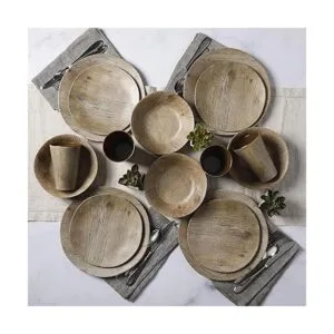 Gibson Home Woodlands Vajilla redonda de melamina para