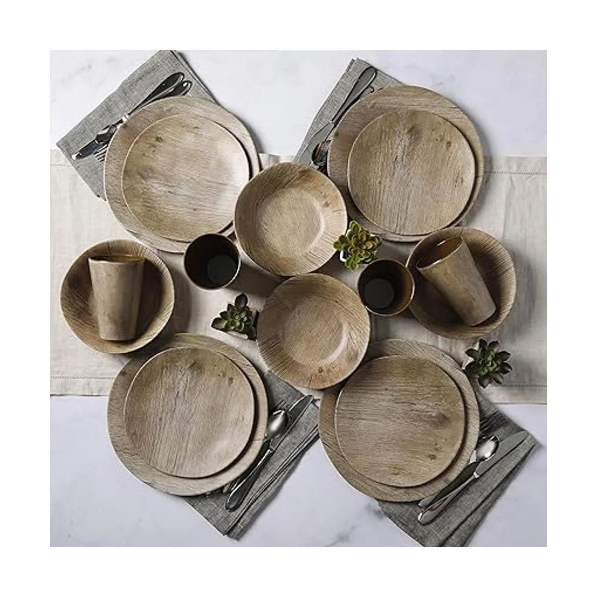 Gibson Home Woodlands Vajilla redonda de melamina para