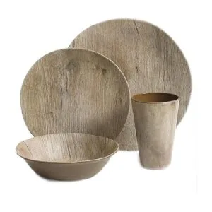 Gibson Home Woodlands Vajilla redonda de melamina para
